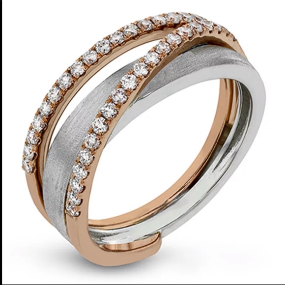 New 925 Silver Two Tone Diamond Beautiful Ring - Picture 2 of 6